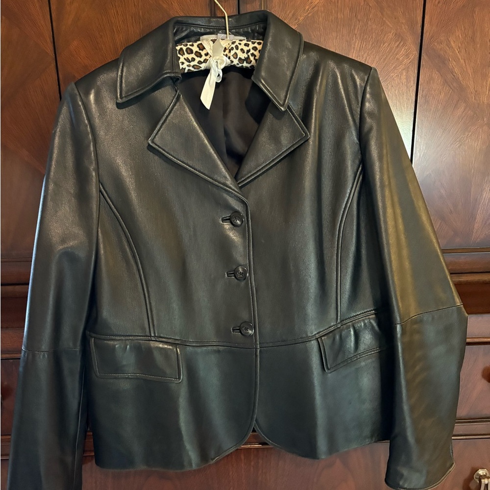 Ellen Tracy Black Leather Jacket for Women